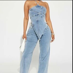 Fashion Nova Next level Denim Pant set -Light Wash